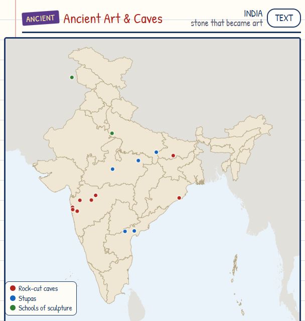 Ancient Art: Caves, Stupas and Schools map