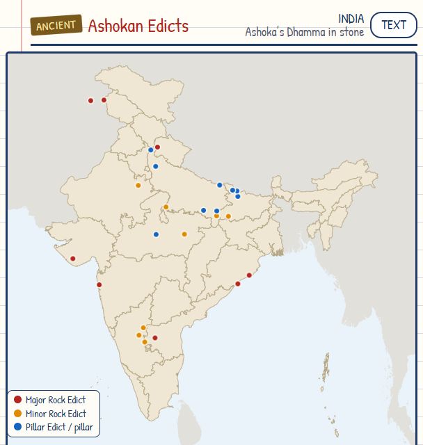 Ashokan Edicts and Pillars map