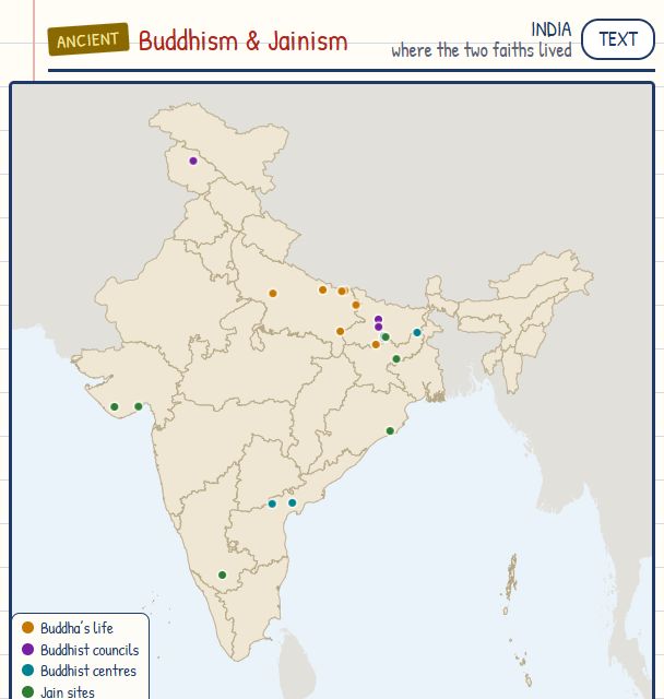 Buddhist and Jain Sites map