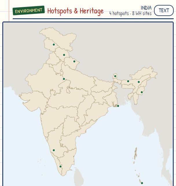 Hotspots and Natural World Heritage map