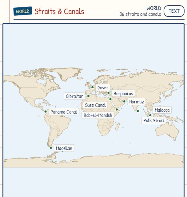 Straits and Canals map